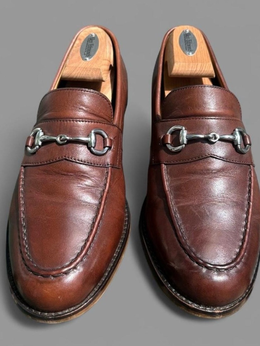 Cole Haan Brown Leather Bit Loafers | Silver Hardware - 9M